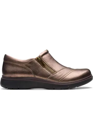 Clarks Schoenen, Dames, Bruin, 37 1/2 EU, Leer, Dames Loafer met Rits