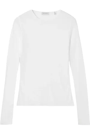 Dagmar Tops, Dames, Wit, XS, Katoen, Zachte Top met Lange Mouwen