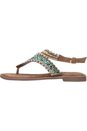 Lazamani Schoenen, Dames, Veelkleurig, 39 EU, Suède, Taupe Kralen Sandalen