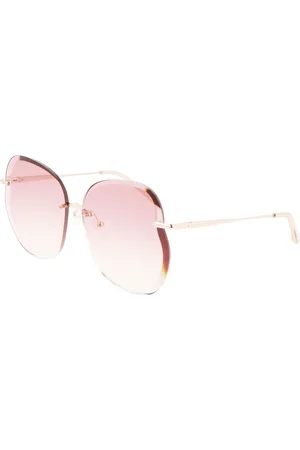 Longchamp Accessoires, Dames, Geel, ONE Size, Roségouden metalen zonnebril