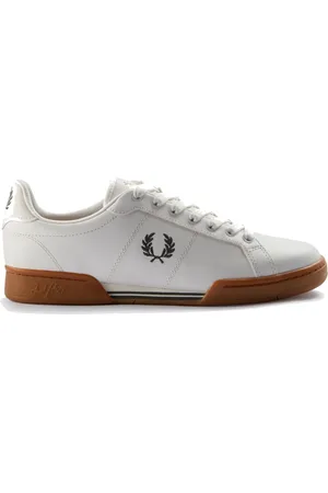 Fred Perry Schoenen, Heren, Wit, 40 EU, Leer, Leren Tennissneaker met Contrast Hak en Afwerking