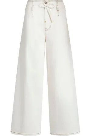 Etro Jeans, Dames, Wit, W27, Katoen, Wide Leg Jeans