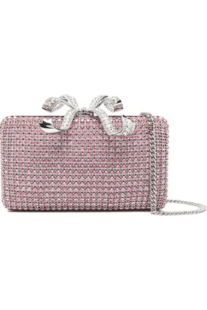 Self-Portrait Tassen, Dames, Roze, ONE Size, Roze Strik Clutch met Kettingband