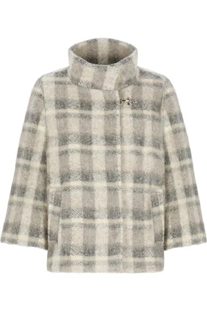 FAY Mantels, Dames, , L, Wol, Wollen Alpaca Jas met Hoge Halslijn