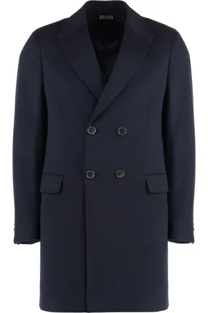 Ermenegildo Zegna Mantels, Heren, Blauw, M, Wol, Double-Breasted Wollen Jas