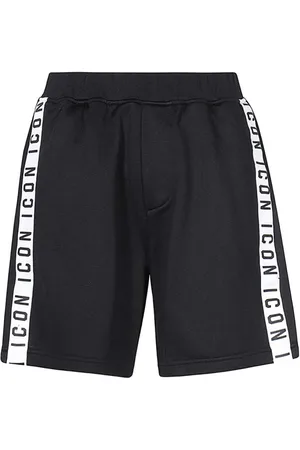 Dsquared2 Korte broeken, Heren, Zwart, M, Katoen, Contrast Stripe Fleece Shorts
