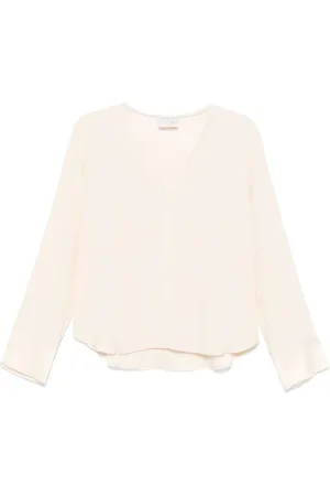FORTE FORTE Blouses & Shirts, Dames, , L, Satijn, Ivory Satin Long Sleeve Top