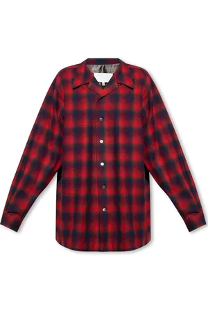 Maison Margiela Overhemden, Heren, Rood, L, Wol, Wollen geruit overhemd