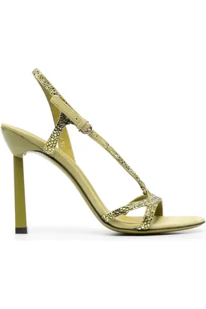 Salvatore Ferragamo Schoenen, Dames, Groen, 36 1/2 EU, Leer, Groene Gancini Sandalen met Strass