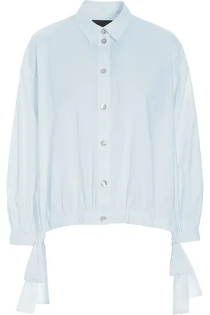 Bitte Kai Rand Blouses & Shirts, Dames, Blauw, S, Katoen, Cool Katoenen Shirt met Geroezelde Zoom