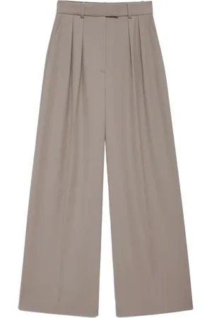 ANINE BING Broeken, Dames, , S, Wol, Hoge Taille Geplooide Wijde Pijpen Broek