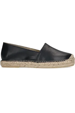 Manfield Schoenen, Dames, Zwart, 37 EU, Leer, Zwarte leren espadrilles