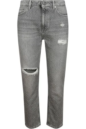 Dondup Jeans, Dames, Grijs, W30, Katoen, Strass Jeans met Strass-steentjes