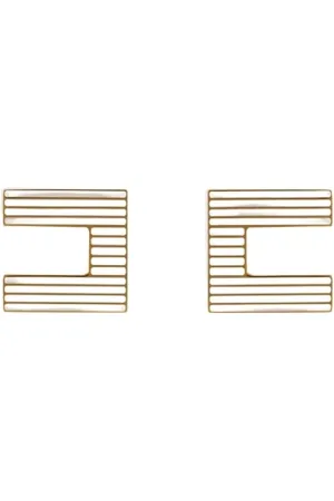 Elisabetta Franchi Accessoires, Dames, Wit, ONE Size, Gestreept Emaille Logo Oorbellen