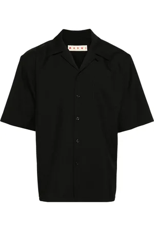 Marni Overhemden, Heren, Zwart, L, Wol, Short Sleeve Shirts