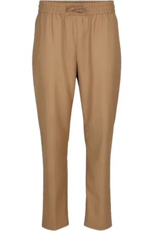 GANT Broeken, Dames, Bruin, L, Wol, Relaxte Wijde Broek