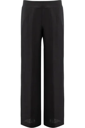ERMANNO SCERVINO Broeken, Dames, Zwart, M, Linnen, Wijde broek