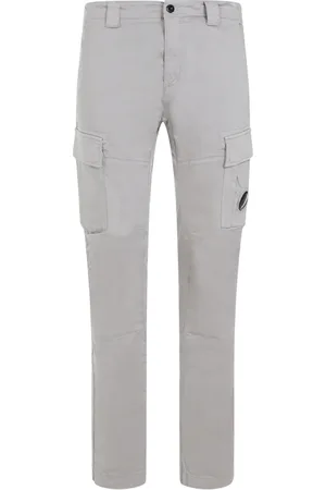 C.P. Company Broeken, Heren, Grijs, 2Xl, Katoen, Stretch Sateen Lens Cargo Broek