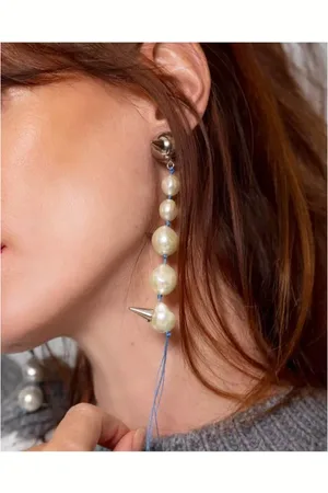 Marni Accessoires, Dames, Wit, ONE Size, Clip-on oorbellen met hars en parels