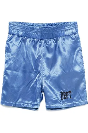 GALLERY DEPT. Korte broeken, Heren, Blauw, S, Satijn, Blauwe satijnen shorts met elastische tailleband