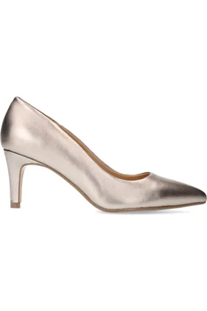 Manfield Schoenen, Dames, Bruin, 37 EU, Bronzen leren pumps met hoge hak