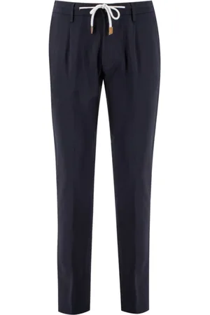 ELEVENTY Broeken, Heren, Zwart, W34, Wol, Gestreept Elastische Joggingbroek
