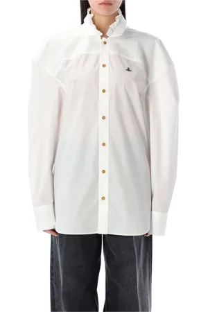 Vivienne Westwood Blouses & Shirts, Dames, Wit, S, Katoen, Geruite Voetbalshirt Wit Katoen