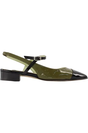Carel Schoenen, Dames, , 37 EU, Khaki Leren Sandalen met Puntneus