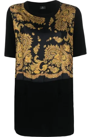Etro Tops, Dames, Zwart, S, Wol, Klassiek T-shirt
