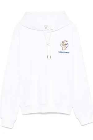 Casablanca Sweatshirts & Hoodies, Heren, Wit, L, Katoen, Witte Hoodie met Zak aan de Voorkant