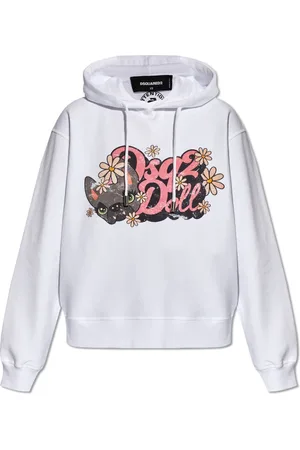 Dsquared2 Sweatshirts & Hoodies, Dames, Wit, S, Katoen, Bedrukte hoodie