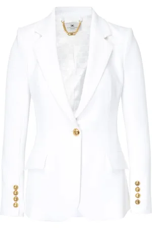 Elisabetta Franchi Jassen, Dames, Wit, S, Leer, Ivory Blazer