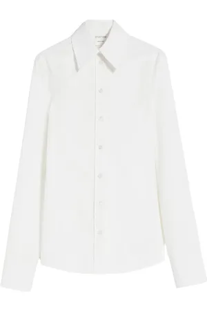 Sportmax Blouses & Shirts, Dames, Wit, S, Katoen, Wit katoenen overhemd met vrouwelijk silhouet