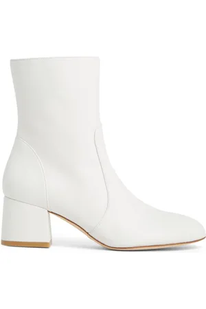 Stuart Weitzman Schoenen, Dames, Wit, 36 EU, Leer, Flareblock 60 Zip Bootie