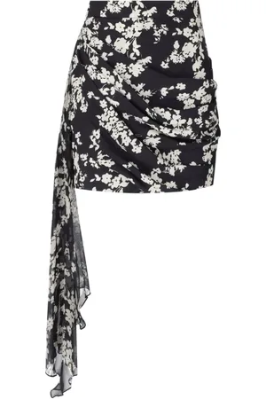 Elisabetta Franchi Rokken, Dames, Zwart, XS, Zwarte Bloemen Draperen Rok