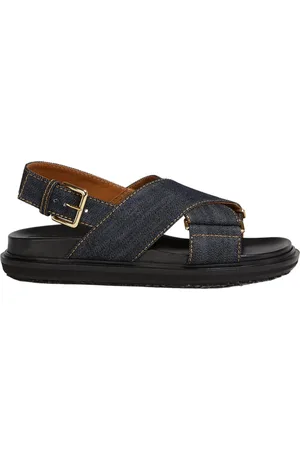 Marni Schoenen, Dames, Blauw, 36 EU, Denim, Denim Criss-Cross Sandaal