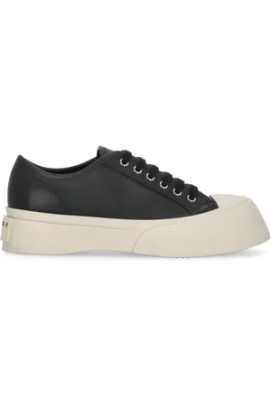 Marni Schoenen, Dames, Zwart, 40 EU, Leer, Leren Sneakers met Contrasterende Details