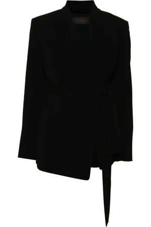 Max Mara Jassen, Dames, Zwart, S, Zwarte wikkeljas met sjaalkraag