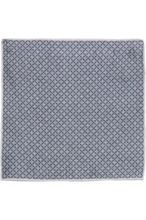 Brunello Cucinelli Accessoires, Heren, Blauw, ONE Size, Linnen, Omkeerbare Gedrukte Pochet van Linnen en Zijde