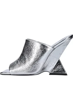 The Attico Schoenen, Dames, Grijs, 37 EU, Leer, Sandalen Zilver