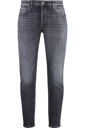 Dondup Jeans, Heren, Grijs, W32, Katoen, Carrot-Fit Jeans met metalen details