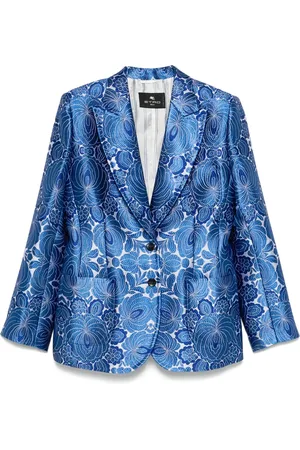 Etro Jassen, Dames, Blauw, M, Blauw Gestreept Detail Jas