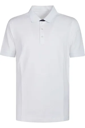 FAY Tops, Heren, Wit, L, Polo Shirt met Dubbele Kraag in Bicolor Stijl