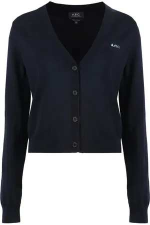 A.P.C. Truien, Dames, Blauw, M, Katoen, Logo Detail Katoenen Cardigan
