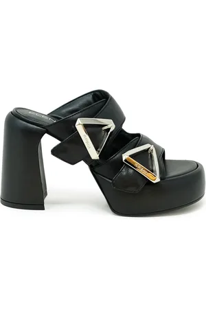 Elena Iachi Schoenen, Dames, Zwart, 36 EU, Leer, Zwarte leren sandalen