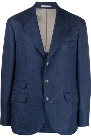 Brunello Cucinelli Jassen, Heren, Blauw, 2Xl, Linnen, Linnenmix Blazer
