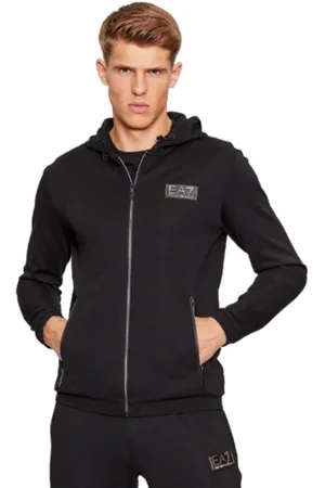EA7 Sweatshirts & Hoodies, Heren, Zwart, S, Sweatshirt met ritssluiting