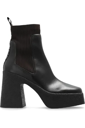 Stella McCartney Schoenen, Dames, Bruin, 39 EU, Polyester, Enkellaarsjes met hak `Skyla`