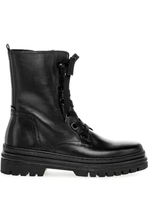 Gabor Schoenen, Dames, Zwart, 38 EU, Leer, Zwarte leren veterlaarsjes