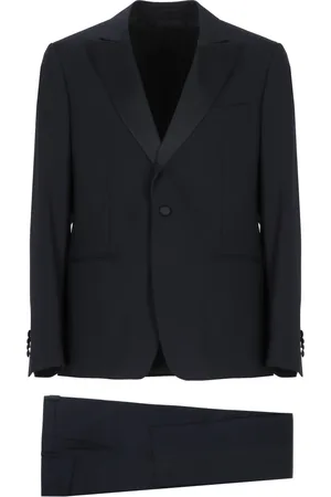 LARDINI Pakken, Heren, Blauw, XL, Wol, Blauw Double-breasted Wollen Pak met Piekrevers